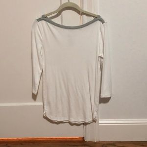 White top with gray trim